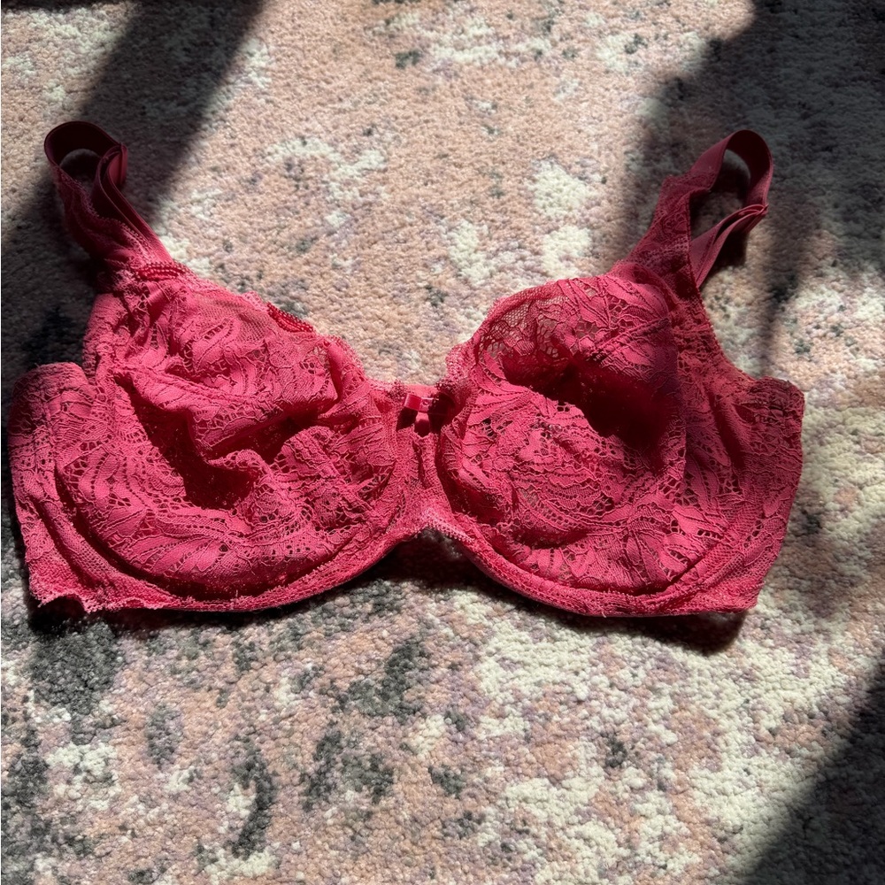 Paramour Lace Underwire Bra in Deep Pink